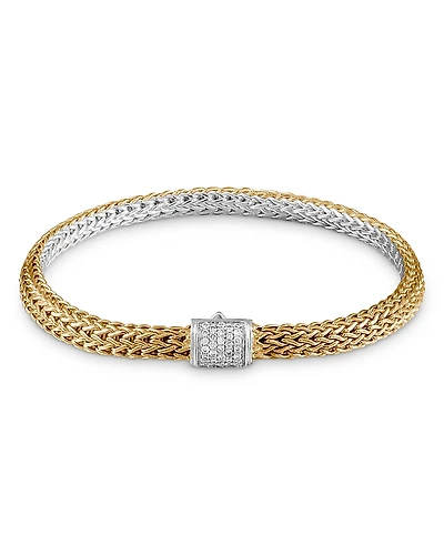John Hardy 18K Bonded Yellow Gold & Sterling Silver Classic Chain Diamond Bracelet