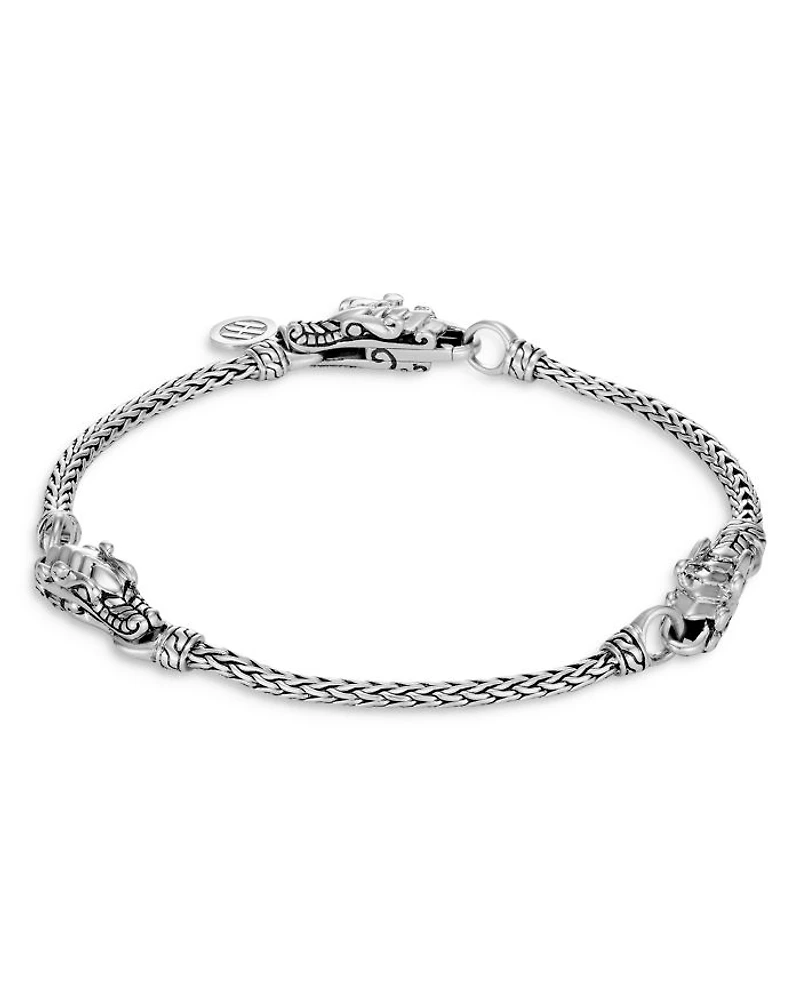 Sterling Silver Legends Naga Dragon Station Link Bracelet
