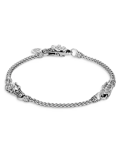 Sterling Silver Legends Naga Dragon Station Link Bracelet