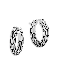 John Hardy Sterling Silver Carved Chain Hoop Earrings, Small