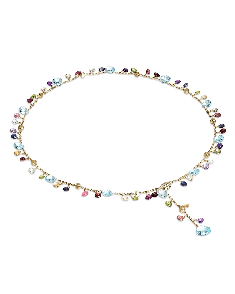 Marco Bicego 18K Yellow Gold Paradise Diamond and Mixed Gemstone Lariat Necklace, 17