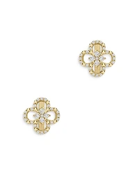 Diamond Clover Stud Earrings in 14K Yellow Gold