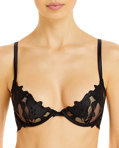 Fleur du Mal Lily Embroidered Plunge Demi Bra