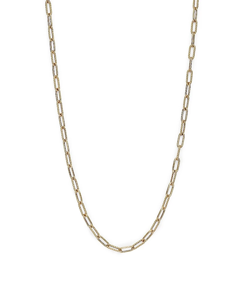 Roberto Coin 18K Yellow Gold Polished & Textured Paperclip Link Chain Necklace, 17