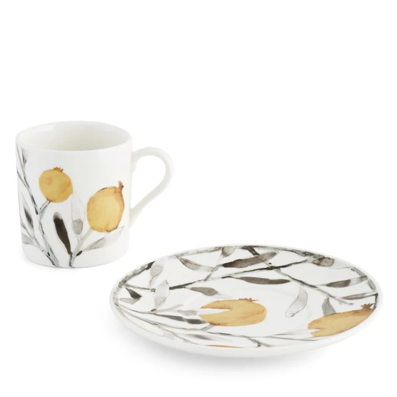 Pomegranate Demitasse Cup & Saucer, Set of 4