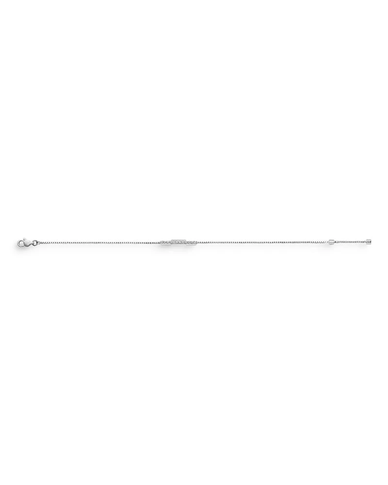 18K White Gold Link To Love Diamond Bar Bracelet