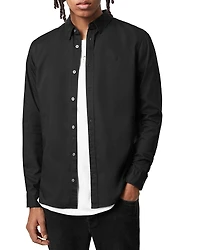 Allsaints Hawthorne Cotton Solid Regular Fit Button Down Shirt