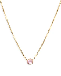 Zoe Lev 14K Yellow Gold Rose Zircon Birthstone Solitaire Pendant Necklace, 16-18