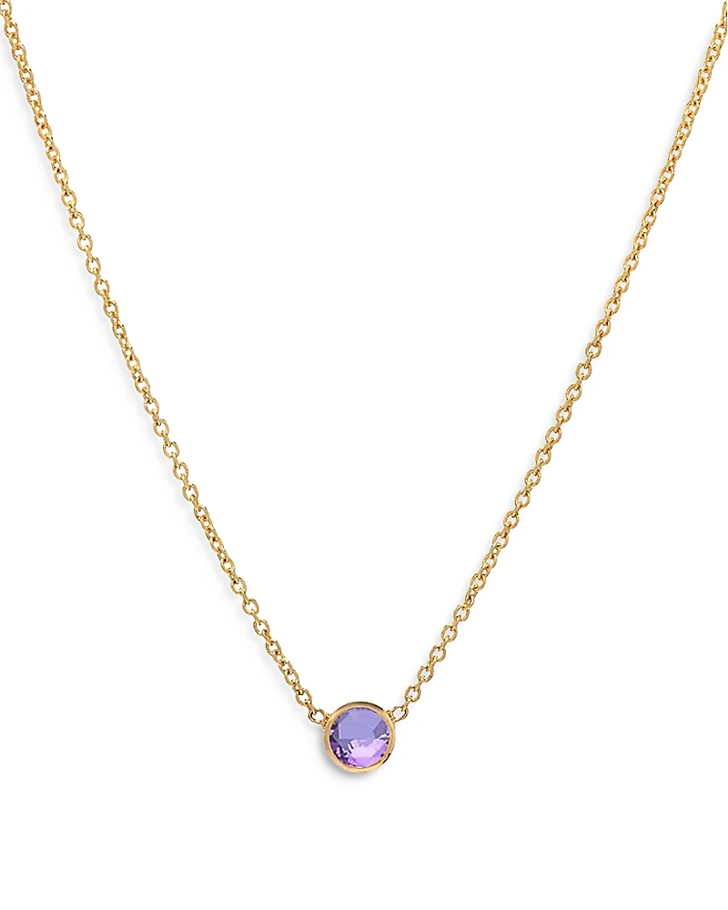 Zoe Lev 14K Yellow Gold Amethyst Birthstone Solitaire Pendant Necklace, 16-18