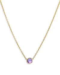 Zoe Lev 14K Yellow Gold Amethyst Birthstone Solitaire Pendant Necklace, 16-18