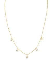 Diamond Droplet Station Necklace in 14K Yellow Gold, 0.30 tcw