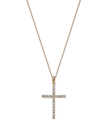 Diamond Micro-Pave Cross Pendant Necklace in 14K Gold