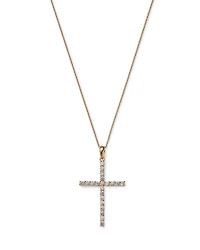 Diamond Micro-Pave Cross Pendant Necklace in 14K Gold