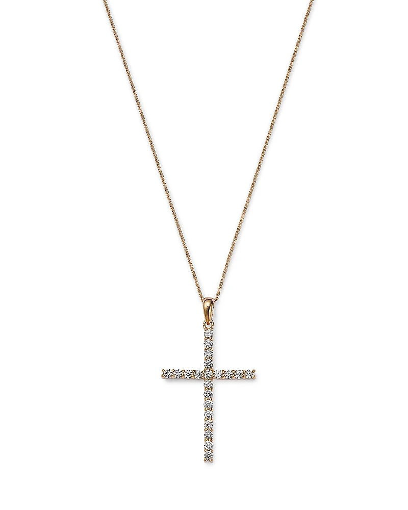 Bloomingdale's Fine Collection Diamond Micro-Pave Cross Pendant Necklace