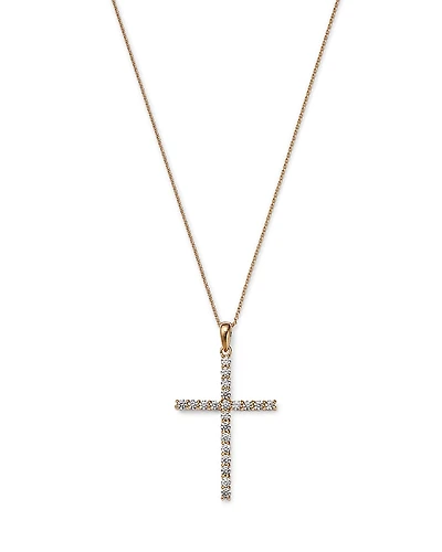 Bloomingdale's Fine Collection Diamond Micro-Pave Cross Pendant Necklace