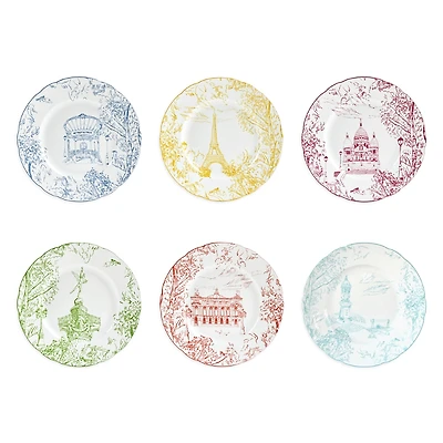 Bernardaud Tout Paris Assorted Salad Plates, Set of 6