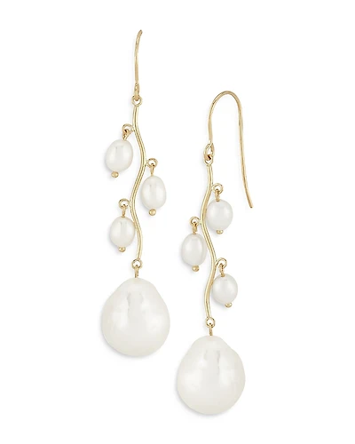 Bloomingdale's Fine Collection Cultured Freshwater & Baroque Pearl Drop Earrings