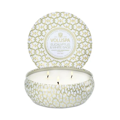 Eucalyptus & White Sage Three Wick Tin Candle 12 oz.
