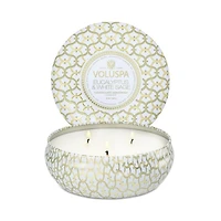 Eucalyptus & White Sage Three Wick Tin Candle 12 oz.