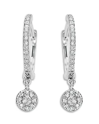 14K White Gold Diamond Dangle Hoop Earrings