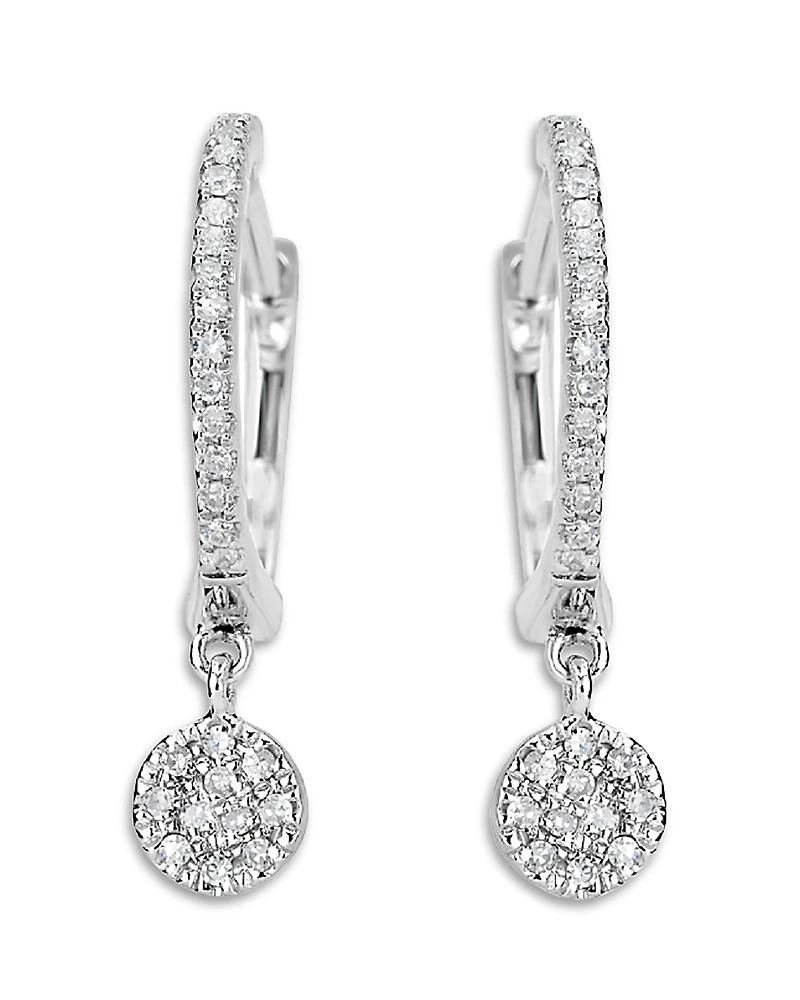 Meira T 14K White Gold Diamond Dangle Hoop Earrings