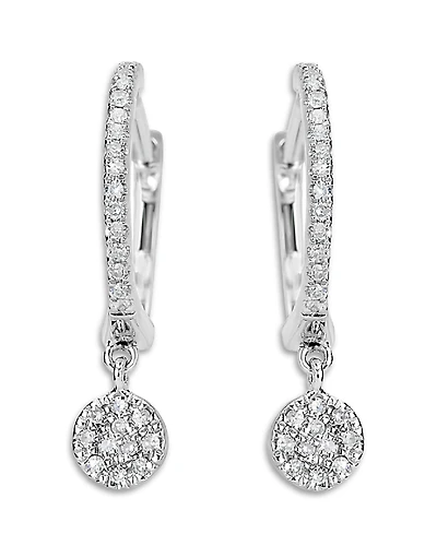 Meira T 14K White Gold Diamond Dangle Hoop Earrings