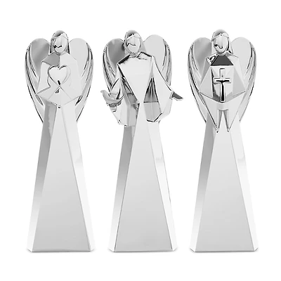 Nambe Faith, Love & Peace Mini Angel Figurines, Set of 3