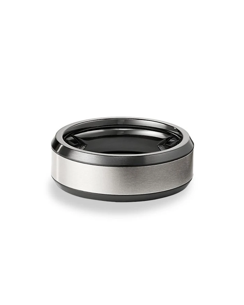 Men's Black & Gray Titanium 8.5mm Beveled Band