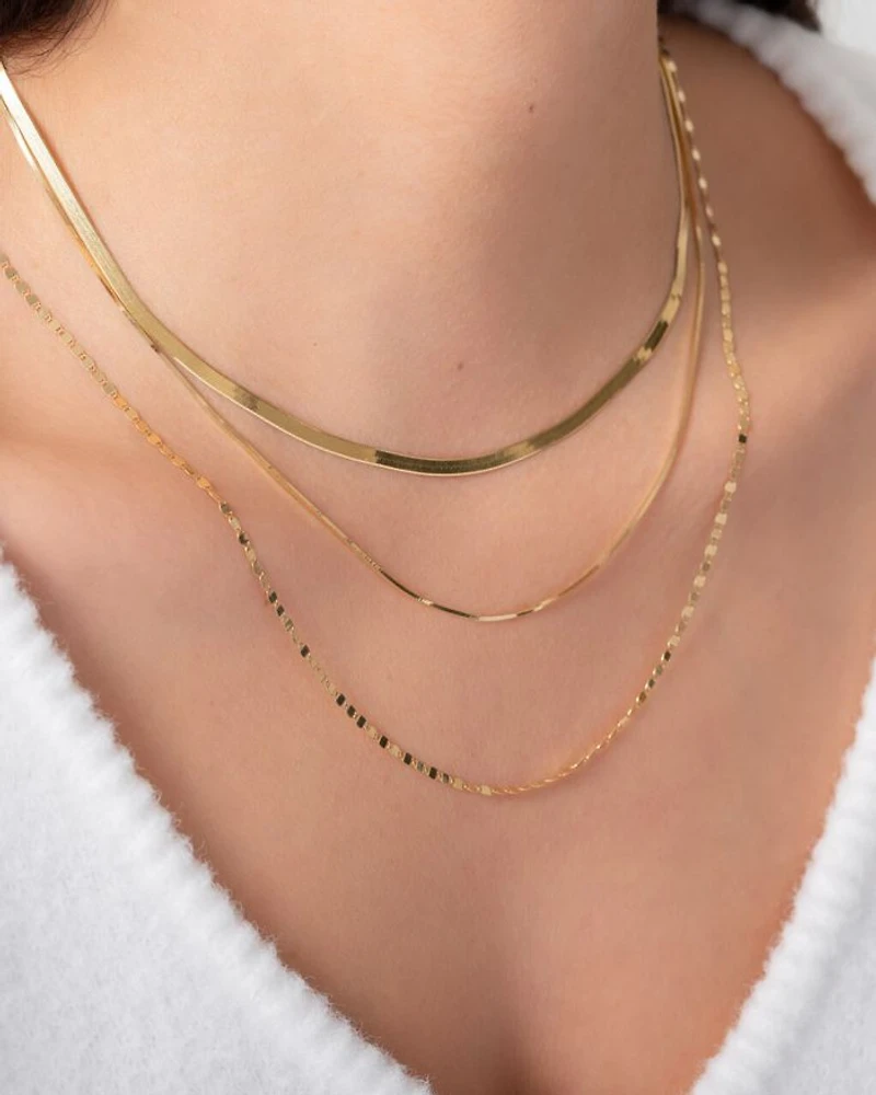 14K Yellow Gold Mirror Link Chain Necklace, 18"