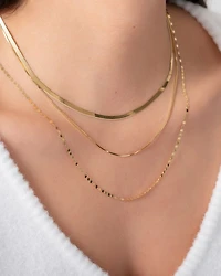 14K Yellow Gold Mirror Link Chain Necklace, 18"