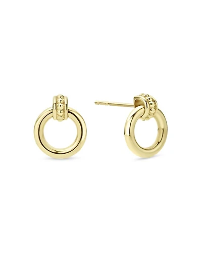 Meridian 18K Yellow Gold Caviar Polished Circle Drop Earrings