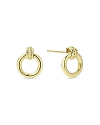 Meridian 18K Yellow Gold Caviar Polished Circle Drop Earrings