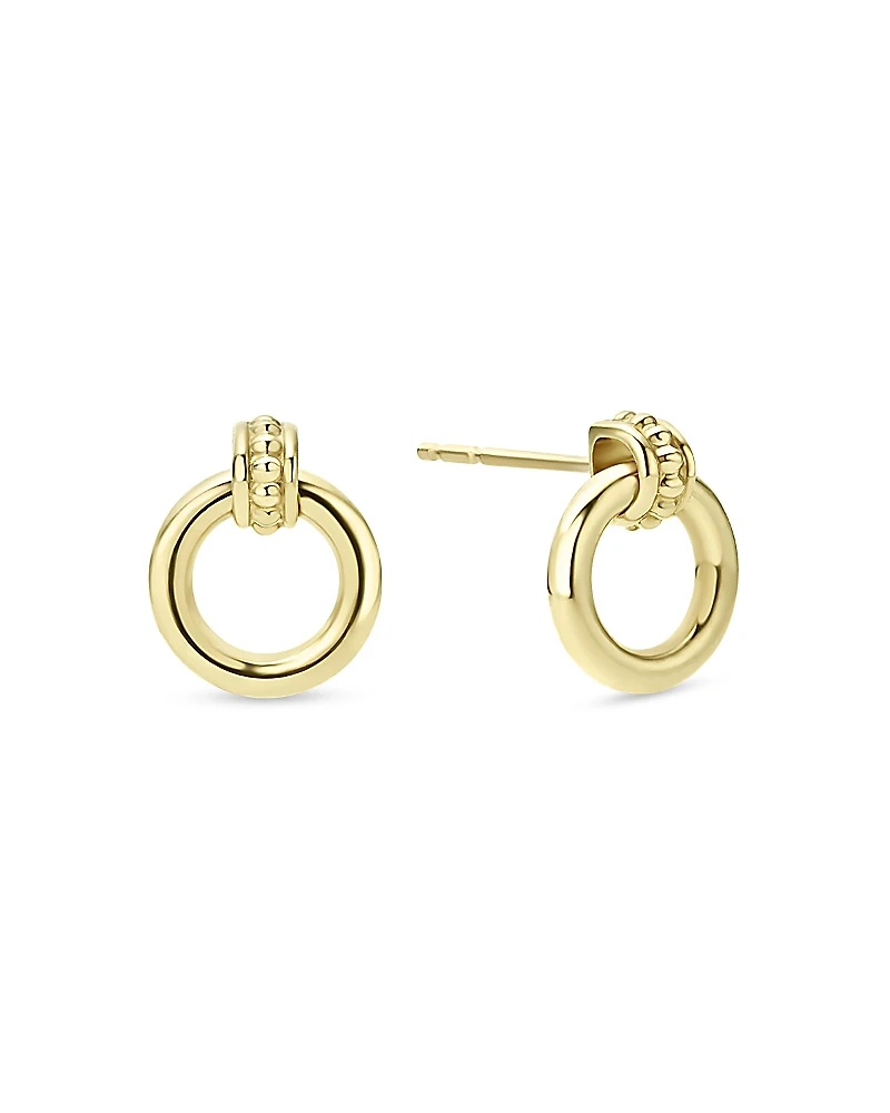 Lagos Meridian 18K Yellow Gold Caviar Polished Circle Drop Earrings