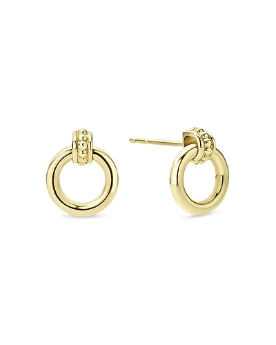 Lagos Meridian 18K Yellow Gold Caviar Polished Circle Drop Earrings