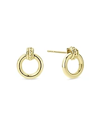 Lagos Meridian 18K Yellow Gold Caviar Polished Circle Drop Earrings