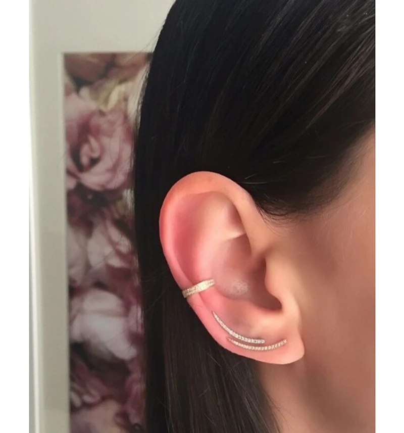 14K Yellow Gold Diamond Ear Crawler