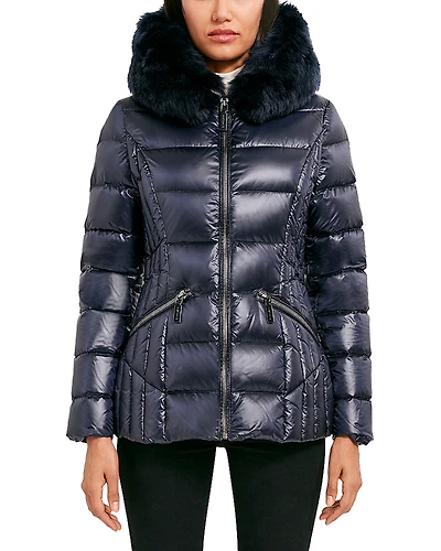 Dawn Levy Nikki Shearling Trim Puffer Coat