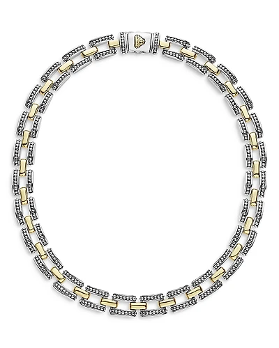 Lagos 18K Yellow Gold & Sterling Silver High Bar Link Statement Necklace