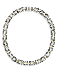 Lagos 18K Yellow Gold & Sterling Silver High Bar Link Statement Necklace