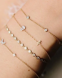 14K Yellow Gold Itty Bitty Butterfly & Diamond Bracelet