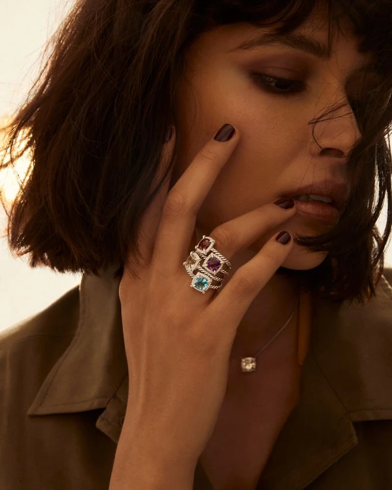 Sterling Silver Petite Chatelaine® Ring with Garnet & Diamonds - Exclusive