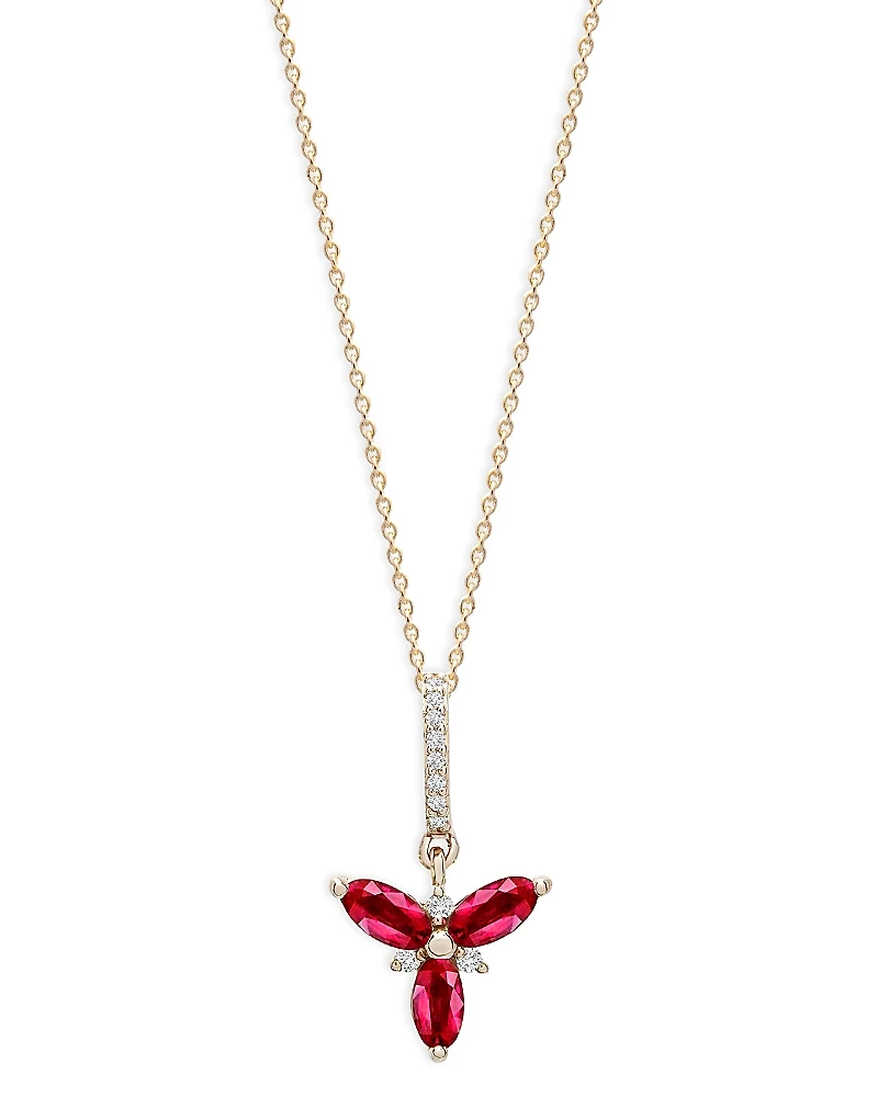 Bloomingdale's Fine Collection Ruby & Diamond Trio Pendant Necklace