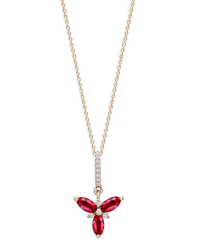 Bloomingdale's Fine Collection Ruby & Diamond Trio Pendant Necklace