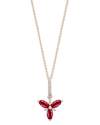 Bloomingdale's Fine Collection Ruby & Diamond Trio Pendant Necklace