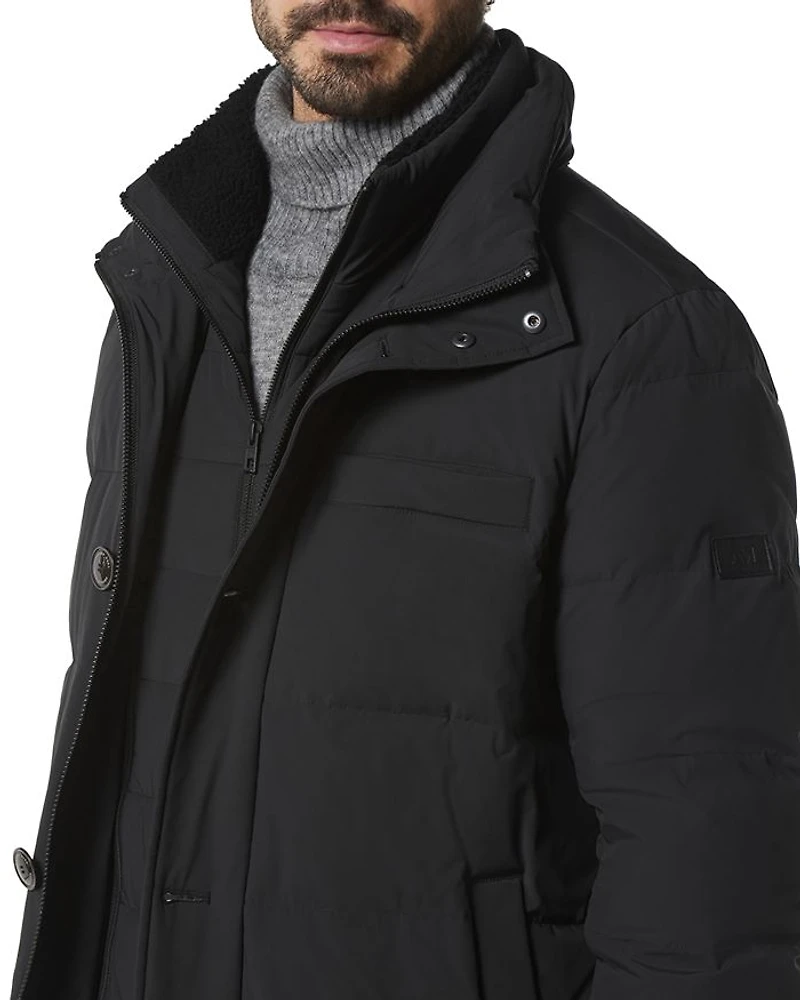 Shelton Cool Touch Regular Fit Quilted Down Parka with Removable Shearling Trimmed Bib