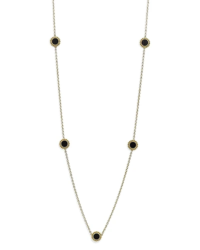 Lagos 18K Yellow Gold Covet Onyx Seven Station Caviar Bead Statement Necklace, 32