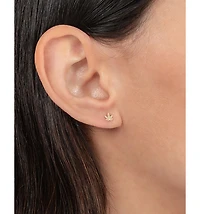 14K Yellow Gold Leaf Stud Earring