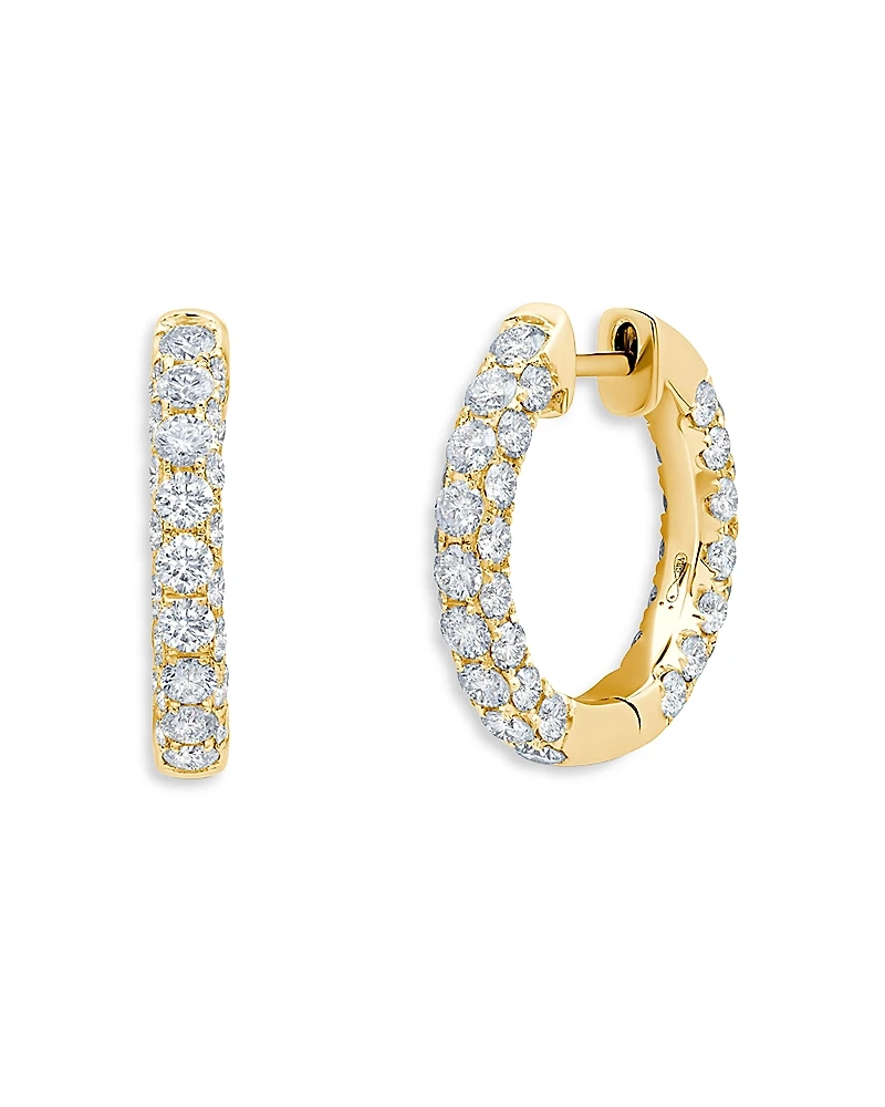 Graziela Gems 18K Yellow Gold Diamond Three Sided Hoop Earrings