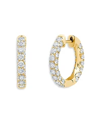 Graziela Gems 18K Yellow Gold Diamond Three Sided Hoop Earrings