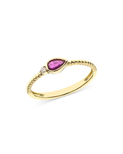 Bloomingdale's Fine Collection Ruby & Diamond Bezel Stacking Ring